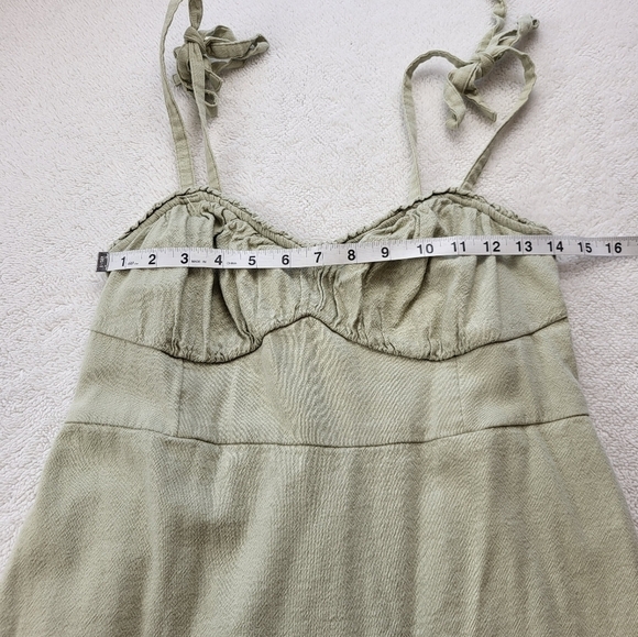 Hollister Shoulder Tie Lined Sundress with Elastic Top Ruffled Bottom Green Size - Picture 4 of 7